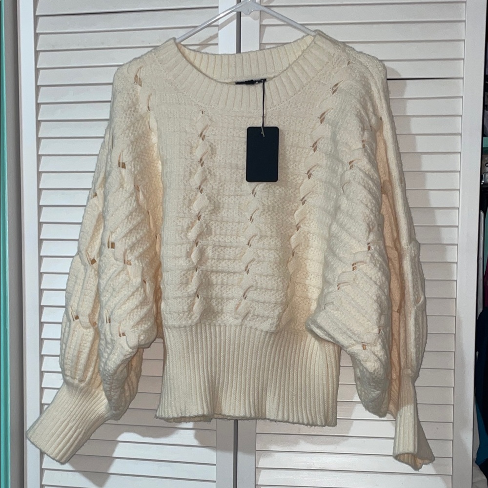 Elegant Cream Cable Knit Sweater